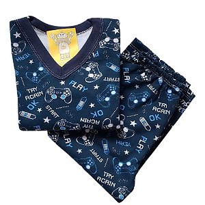 Pijama Infantil Flanelado - 10 ao 12 - Gamer