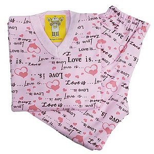 Pijama Infantil Flanelado - 4 ao 8 - Love Is