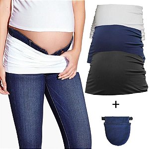 Kit com 3 faixas para gestante + 1 Extensor de Calça para Gestante