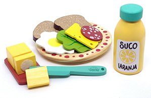 Kit Comidinha de Brinquedo Infantil de Madeira Sushi 16 Pçs