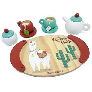 Kit de Comidinha de Brinquedo Infantil de Madeira Café 9 Pçs