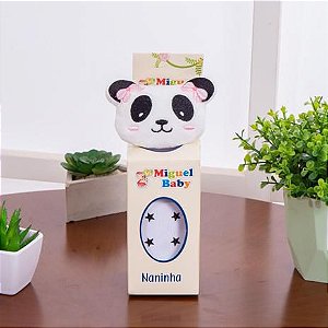 Naninha de bichinhos com prendedor de chupeta - Panda Rosa