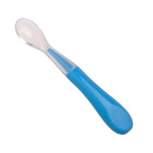 Colher de silicone macia para bebês - Azul