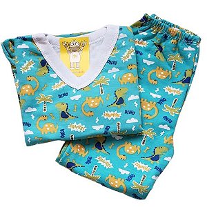 Pijama Infantil Flanelado - 1 ao 3 - Dinossauros