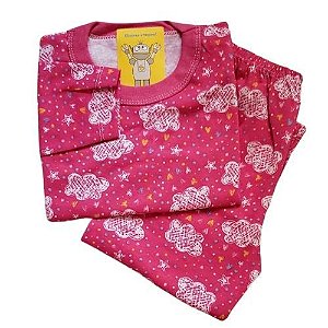 Pijama Infantil Malha 100% Algodão - 1 ao 3 - Chuva de Amor Pink
