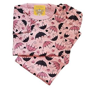 Pijama Infantil Malha 100% Algodão - 4 ao 8 - Guarda Chuva