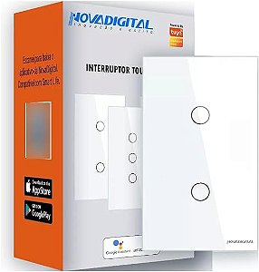 Interruptor Zigbee Touch 2 Teclas Google Tuya Alexa