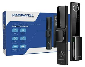 Fechadura Inteligente WiFi Novadigital com Câmera Biometria Face ID Visor Tuya Smart Life SL-IDE Elite Bateria Recarregável Preta