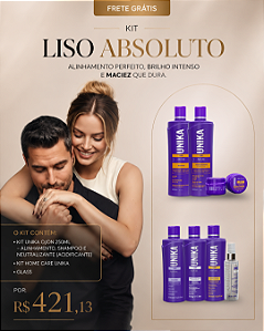 Kit Liso Absoluto: KIT UNIKA OJON 250ML - ALINHAMENTO, SHAMPOO E NEUTRALIZANTE (ACIDIFICANTE) + KIT HOME CARE UNIKA + GLASS