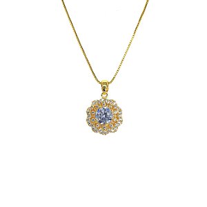 Colar feminino com pingente ponto de luz folheado a ouro 18k