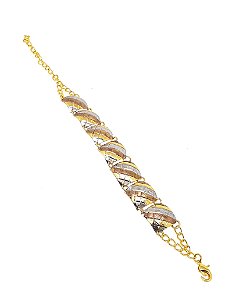 Pulseira feminina bracelete folheada a ouro 18k e ródio branco