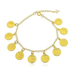 Pulseira Feminina 10 Mandamentos Folheada a Ouro 18k