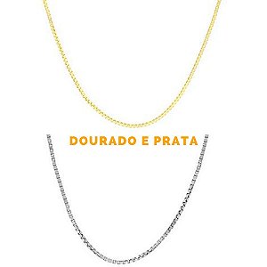 Colar Feminino Curto Longo Veneziana Folheado Ouro Prata