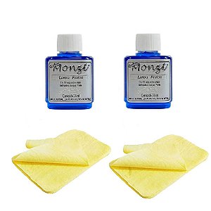 Kit 2 Limpa Pratas Monzi 35ml + 2 Flanelas Mágicas Polimento