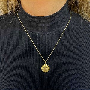 Cordão Colar 50cm Feminino Pingente Profissão Serviço Social Banhado Ouro 18K