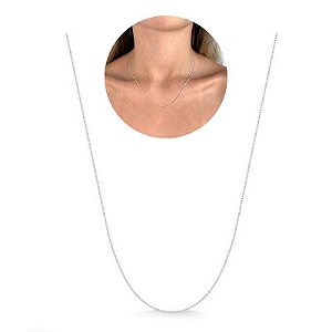 Cordão Colar Choker Feminino Veneziana Fina Fininho 45cm Curto Prata 925 Pura Legítima