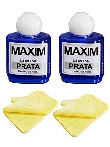 Kit 2 Limpa Pratas 925 Maxim 40ml + 2 Flanelas Mágica Polimento