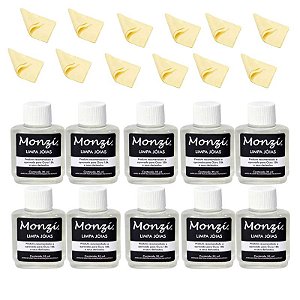 Kit 10 Limpa Jóias Ouro Monzi 35ml+10 Flanela Mágica Atacado Revenda
