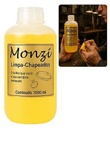 Limpa Chapeados Monzi 1 Litro Grande Original 1000ml Limpeza Jóia Corrente Anel Restaura Brilho