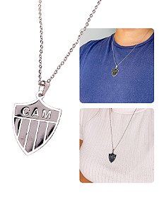Colar Cordão Corrente 55cm Feminino Masculino Pingente Time Galo Clube Atlético Mineiro Aço Inox