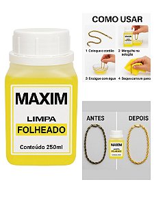 Limpa Chapeados Folheado Semijóia Maxim 250ml Grande Original Liquido Limpeza