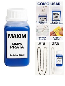 Limpa Prata 925 Maxim 250ml Azul Grande Original Liquido Limpeza Brilho