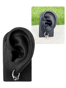 Brinco Argola 10mm Pingente Berloque Redondo Prata Aço 1 Und