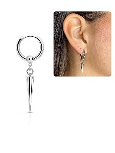 Brinco Argola Masculino Feminino Pingente Pendulo Aste Barra Prata Aço Inox Antialérgico 1 Und