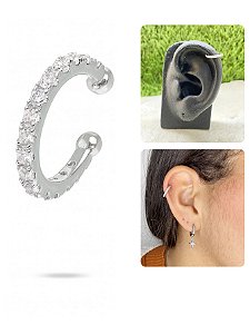 Piercing Ferradura Helix Daith Cartilagem Septo Hélix Cravejado Zircônias Aço Inox Antialérgico