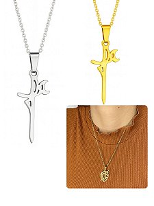 Colar Cordão 50cm Feminino Masculino Pingente Palito Fé Prata Dourado Aço Inox A Prova D'Água