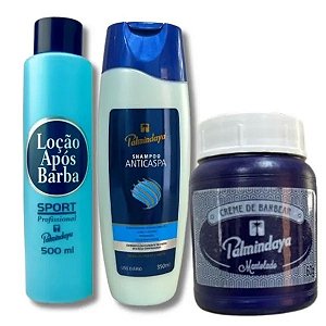 Creme de Barbear Palmindaya 60g com Pós barba Sport e Anticaspa Palmindaya