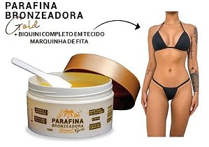 Kit 01 Parafina Bronzeadora Gold 120G + 01 Biquíni Tecido Marquinha De Fita Lorkin