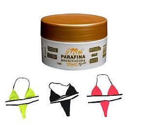 Kit 01 Parafina Bronzeadora Gold 120G + Kit Biquíni Tecido Marquinha De Fita Lorkin