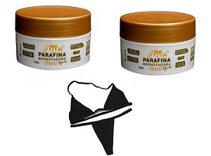 Kit 02 Parafinas Bronzeadora Gold 120G + Kit Biquíni Tecido Marquinha De Fita Lorkin