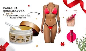 Kit Natal 01 Parafina Bronzeadora Gold 120G + 01 Biquíni Tecido Marquinha De Fita Lorkin