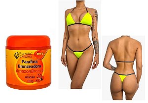 Kit  Parafina Bronzeadora - Amazonbronze - Pharmakos - 180g Brinde Biquíni