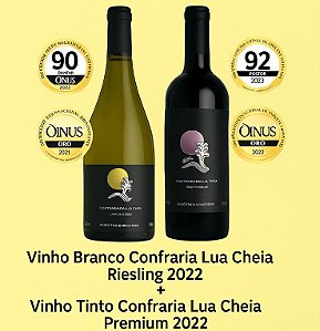 2 Vinhos - Confraria Lua Cheia Premium Tinto 2022 e Confraria Lua Cheia Riesling Branco Seco 2022