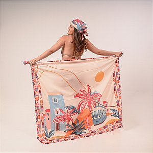 Canga Pareô Estampada - Seda Relux - Ref.E372