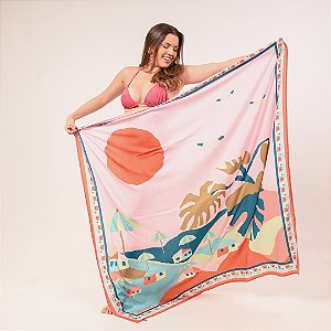 Canga Pareô Estampada - Seda Relux - Ref.E389