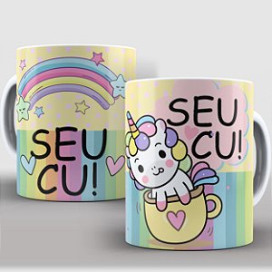 Caneca Porcelana Unicórnio Indelicado - Seu C*
