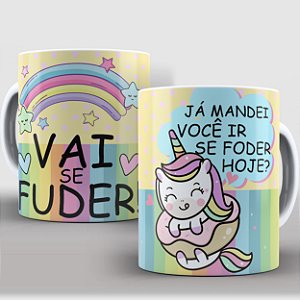 Caneca Porcelana Unicórnio Indelicado - Vai se Fud*