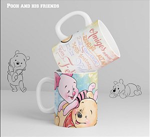 Caneca Porcelana Pooh - Vida mais feliz