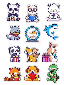 Ímãs Decorativos Animais Set D - Pet Zoo - 12 unidades