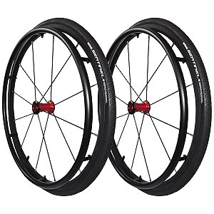 Roda Esportiva 24x1 12f em Alumínio para Cadeira de Rodas Preto/vermelho