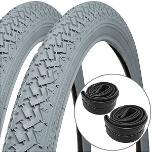 Kit 2 Pneus Cadeira de Rodas Cst Petiz Ii 20x1.75 e 2 Câmaras Primo Cinza/preto