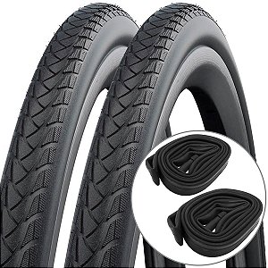 Kit 2 Pneus Cadeira de Rodas Schwalbe Evo Marathon Plus 24x1 (25-540) e 2 Câmaras Primo Preto