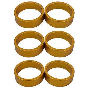 Kit 6 Espaçador Calypso de 10mm para Garfo Ahead em Alumínio Dourado