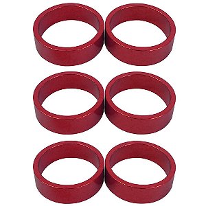 Kit 6 Espaçador Calypso de 10mm para Garfo Ahead em Alumínio Vermelho