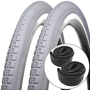Pneus Cadeira de Rodas CST 20x1 3/8 (37-451) Arame - Par Cinza com Câmaras