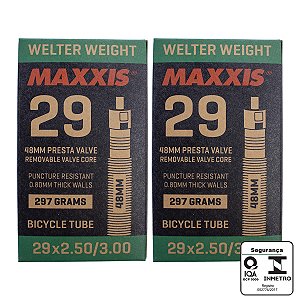 Kit 2 Câmaras Maxxis Welter Weight 29x2.50/3.00 Válvula Presta 48mm Preto